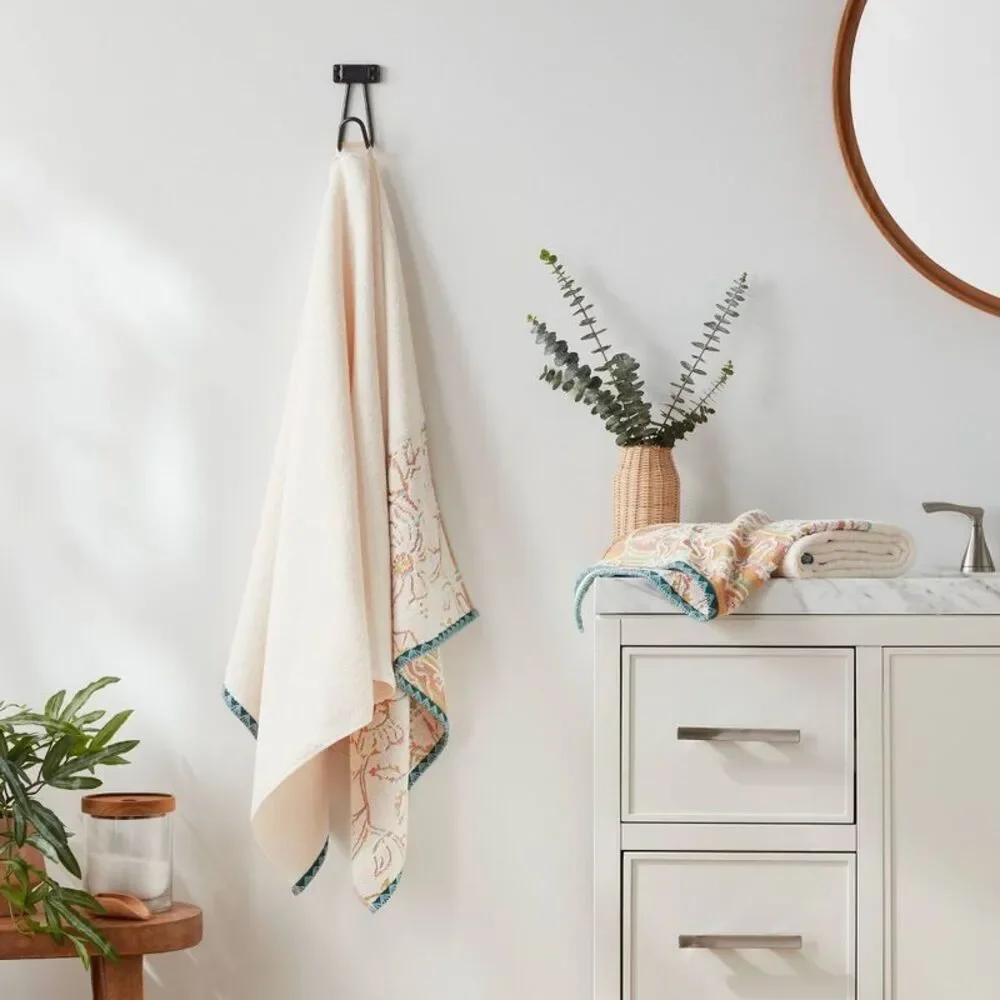 Threshold - 2pc Boho Border Floral Bath Towel Multi - Threshol White